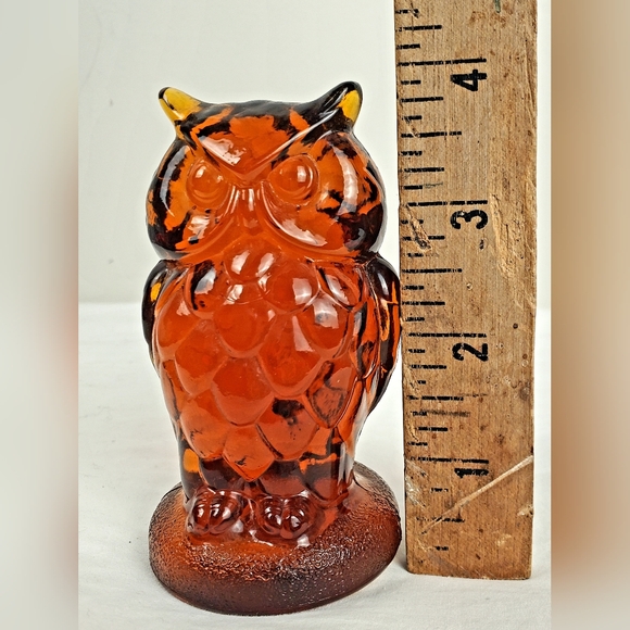 Vintage Mosser Amber Brown Glass Owl Figurine / Statue / Paperweight 4" H - Picture 7 of 8